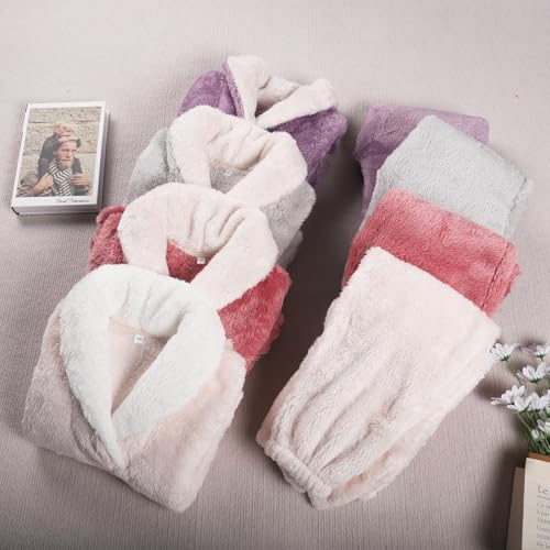 Flygo Girls Fuzzy Pants Set Fleece Outfits Winter Flannel Fluffy Pullover Sweatshirt Top Pants SweatsuitBeigeXL - Image 3