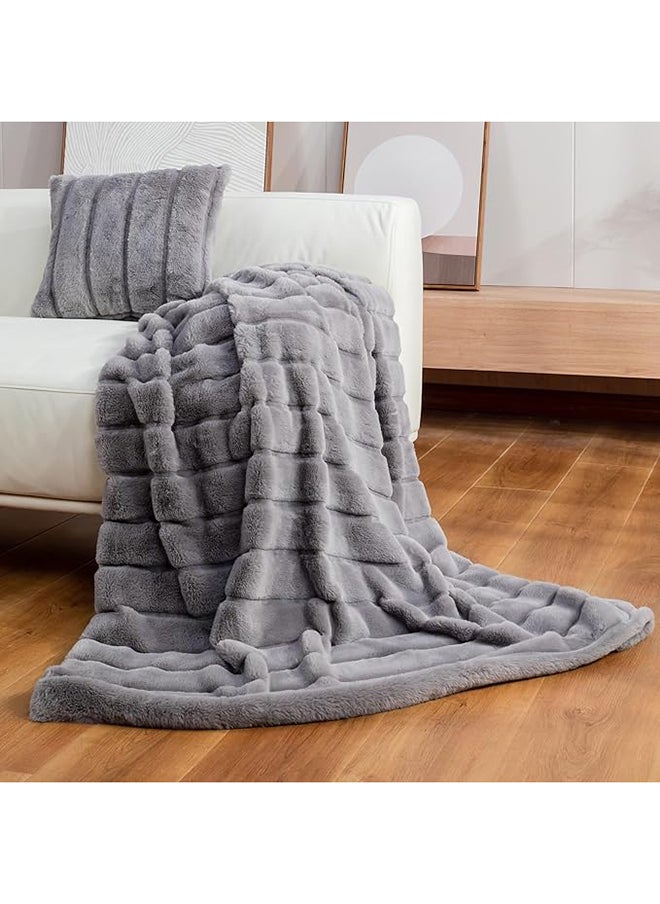 Faux Fur Throw Blanket for Couch, Cozy Soft Plush Thick Winter Blanket for Sofa Bedroom Living Room, 50 * 60 Inches Grey - pzsku/Z2B37D8839E063612BC13Z/45/_/1726129510/85f358ed-a5ec-48c1-99cc-a46a51b38bc9