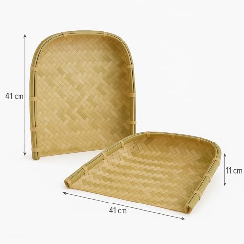 eVasavamba Bamboo Muram | Supli | Soop | Sup | Chhat | Moram | Mara | Multi-Purpose Bamboo Tray | Festival Use | A++ Grade, ~L: 41 x W: 41 x H: 11 cm x 2 Pcs - Image 2