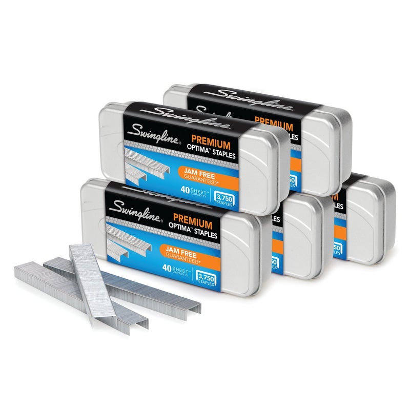 Swingline Staples Optima Premium 14 Length Jam Free 210 Per Strip 3750Box 5 Pack S7035565