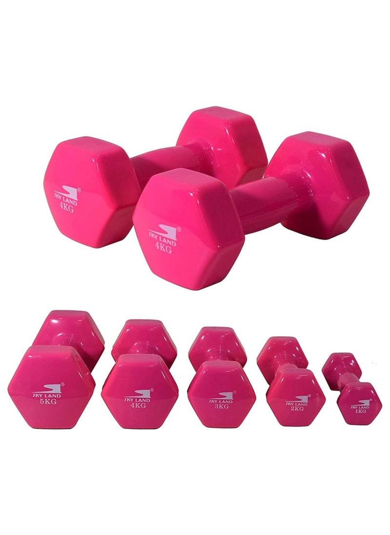 Sky Land Classical Dumbbells Hand Weights Set of 2 - Vinyl Coated Exercise & Fitness Dumbbell for Home Gym Equipment Workouts Strength Training, 4Kg X 2 Pink, EM-9219R-4  - Image 3