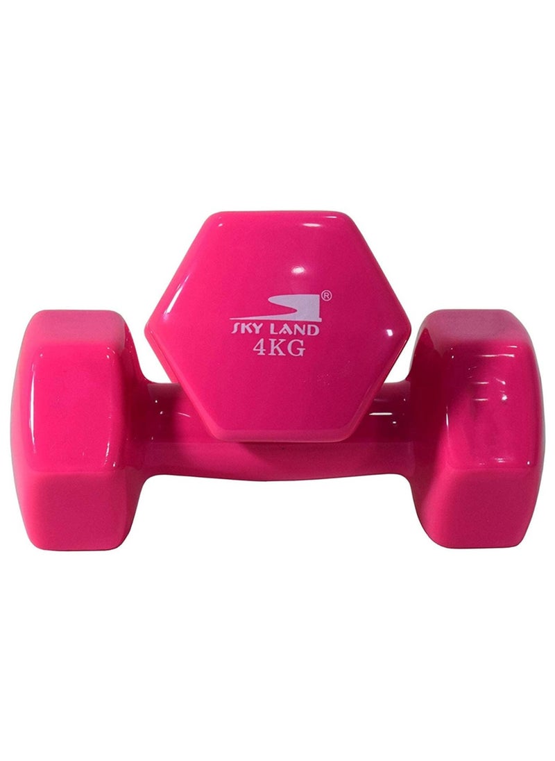 Sky Land Classical Dumbbells Hand Weights Set of 2 - Vinyl Coated Exercise & Fitness Dumbbell for Home Gym Equipment Workouts Strength Training, 4Kg X 2 Pink, EM-9219R-4  - Image 5