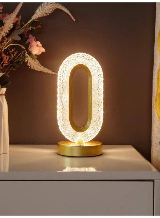 اباجورة كريستال بيضاوي تعمل باللمس والشحن USB متعددة الألوان مع 3 مستويات إضاءة LED – مصباح طاولة ديكوري فاخر لغرفة النوم والريسبشن والمكاتب، قطعة فنية عصرية تضيف لمسة أنيقة وهادئة للمنزل - Image 3