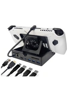6-in-1 Docking Station with Cooling Fan for ROG Ally & Steam Deck – PD 3.0 Fast Charging, USB-A 3.0, USB-C Port, 4K HDMI – Gaming Hub for ASUS ROG Ally & Handheld Consoles