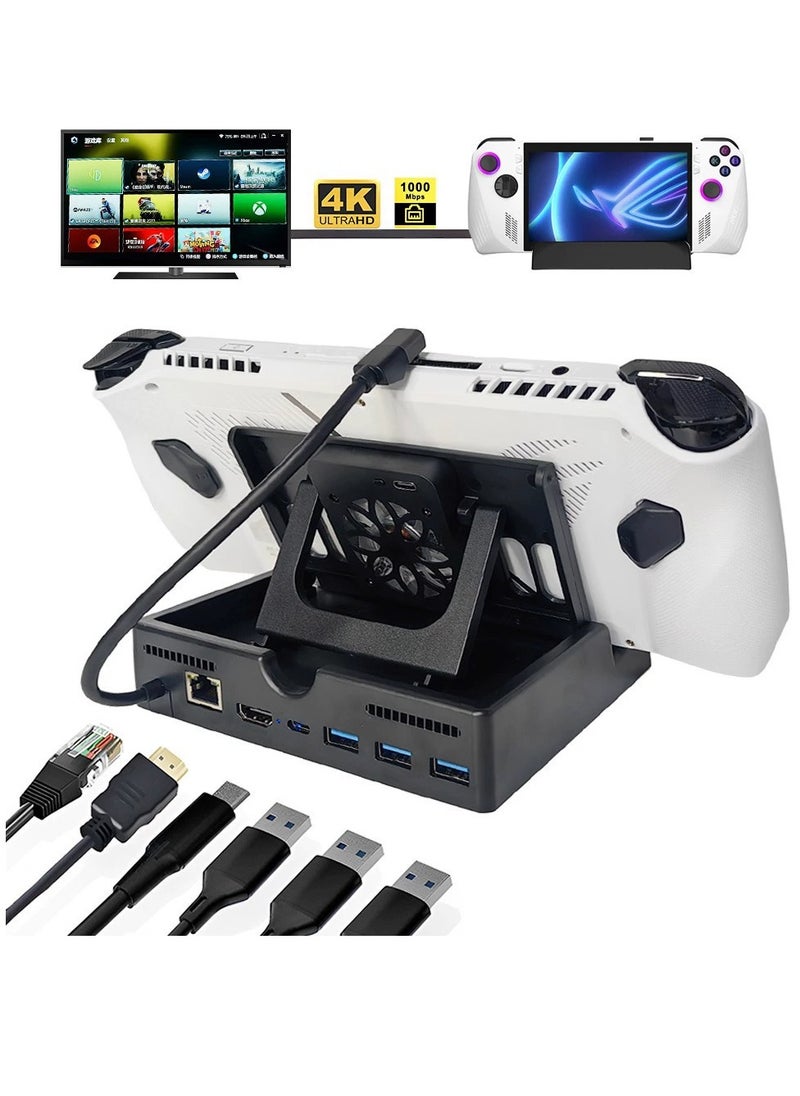 Generic - 6-in-1 Docking Station with Cooling Fan for ROG Ally & Steam Deck – PD 3.0 Fast Charging, USB-A 3.0, USB-C Port, 4K HDMI – Gaming Hub for ASUS ROG Ally & Handheld Consoles - Image 1
