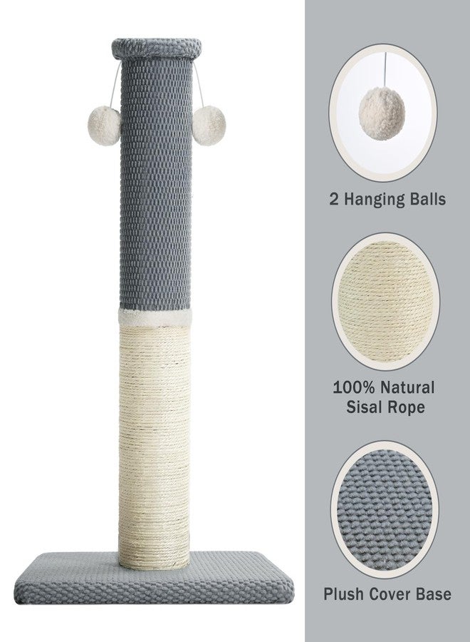 MADE 4 PETS Made4Pets Tall Cat Scratching Post, Heavy Duty and Thicker Scratching Posts for Indoor Cats Adults, 33" Natural Sisal Cat Scratcher with Hanging Balls, Sturdy Base Cat Scratch Post, Light Grey - Image 3