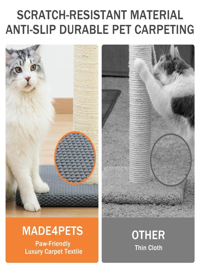 MADE 4 PETS Made4Pets Tall Cat Scratching Post, Heavy Duty and Thicker Scratching Posts for Indoor Cats Adults, 33" Natural Sisal Cat Scratcher with Hanging Balls, Sturdy Base Cat Scratch Post, Light Grey - Image 5