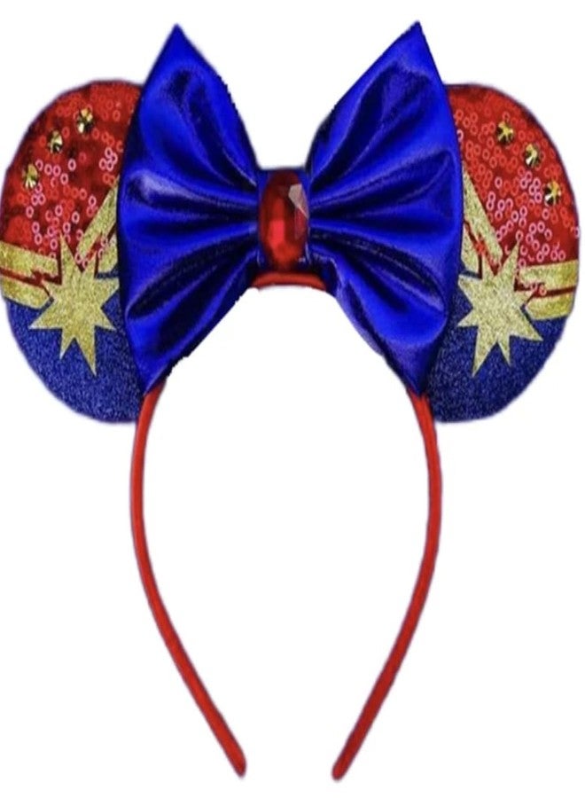 CLGIFT Princess Minnie Ears,Pick your color, Flower Minnie Ears, Floral minnie ears, Purple Sparkle Mouse Ears (Captain Marvel) - Image 1