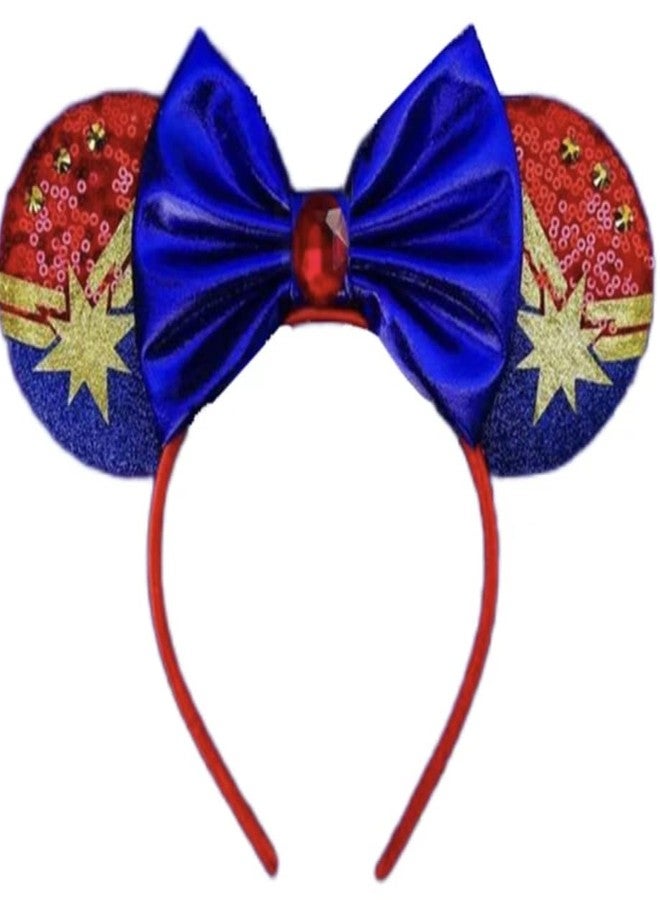 CLGIFT Princess Minnie Ears,Pick your color, Flower Minnie Ears, Floral minnie ears, Purple Sparkle Mouse Ears (Captain Marvel) - Image 2