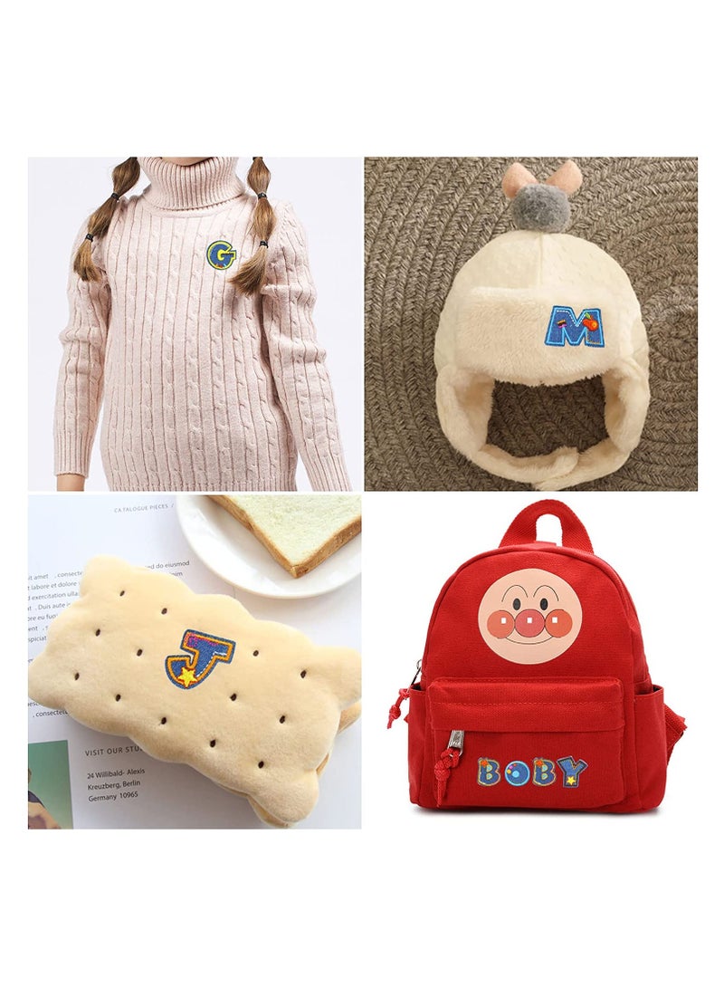 SYOSI رقع حديدية مرسومة بحروف SYOSI ، رقع أبجدية ملونة A-Z مطرزة للملابس والقبعات والأحذية والحقائب للإصلاح ، رقع متنافسة مطرزة 52 قطعة - Image 3