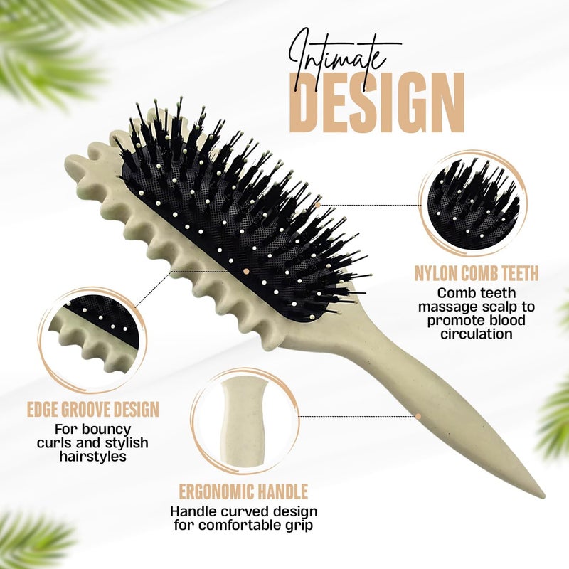 Jiffix Curly Hair Brush – Curl Defining & Detangling Brush for Women & Men – Boar Bristle Styling Brush for Shaping, Combing & Enhancing Natural Curls – Suitable for All Hair Types (Beige) - Image 5