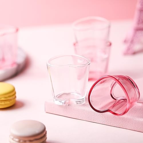 Srgeilzati Heart Shot Glasses Set, Pink Shot Glass Cute For Bar Cart Accessories 1.5oz (6, Pink) - Image 3