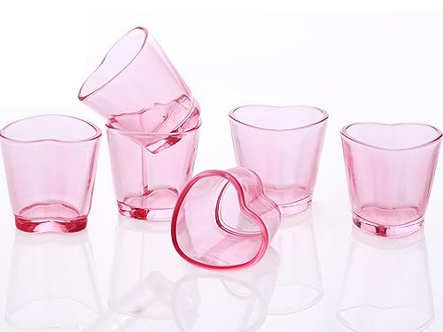 Srgeilzati Heart Shot Glasses Set, Pink Shot Glass Cute For Bar Cart Accessories 1.5oz (6, Pink) - Image 1