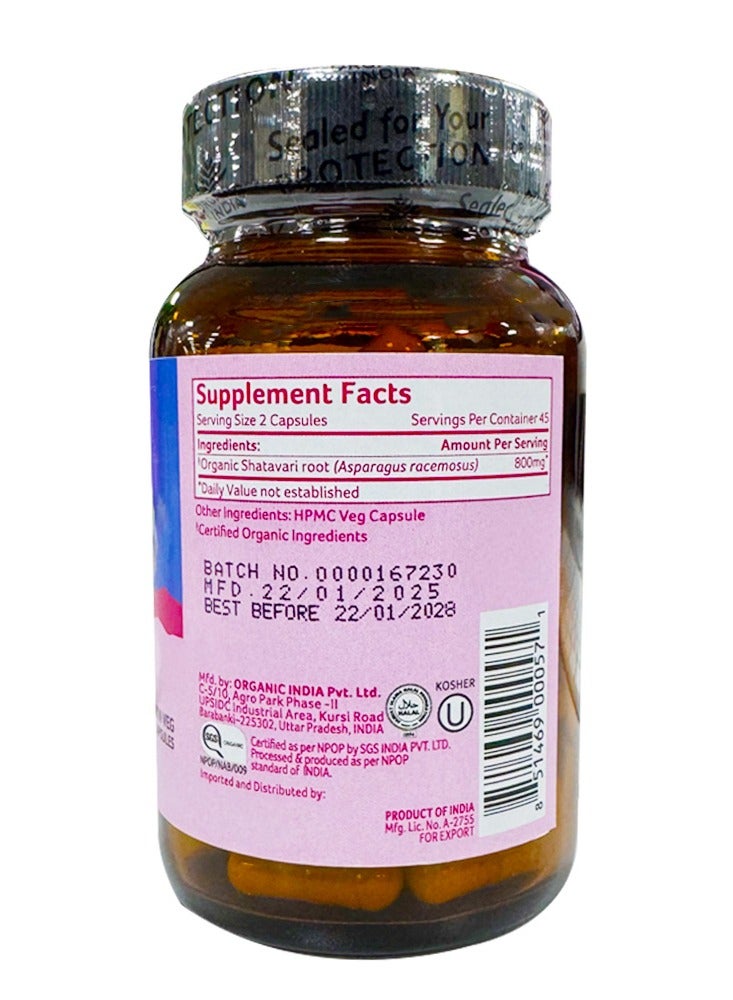 Organic India ORGANIC INDIA SHATAVARI HORMONAL BALANCE 90 CAPS : 00057  - Image 2