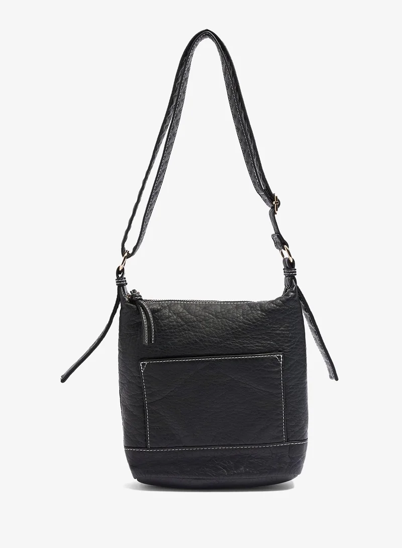 Matalan Black Faux Leather Messenger Bag