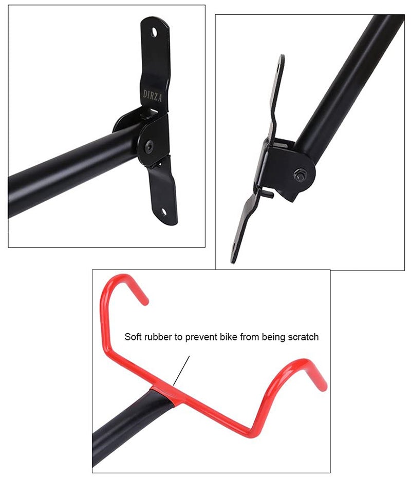 Dirza Bike Wall Mount Bike Hanger 2 Pack Foldable Bicycle Storage Horizontal Bike Rack Bike Hook for Garage Indoor Shed with Screws - Image 3