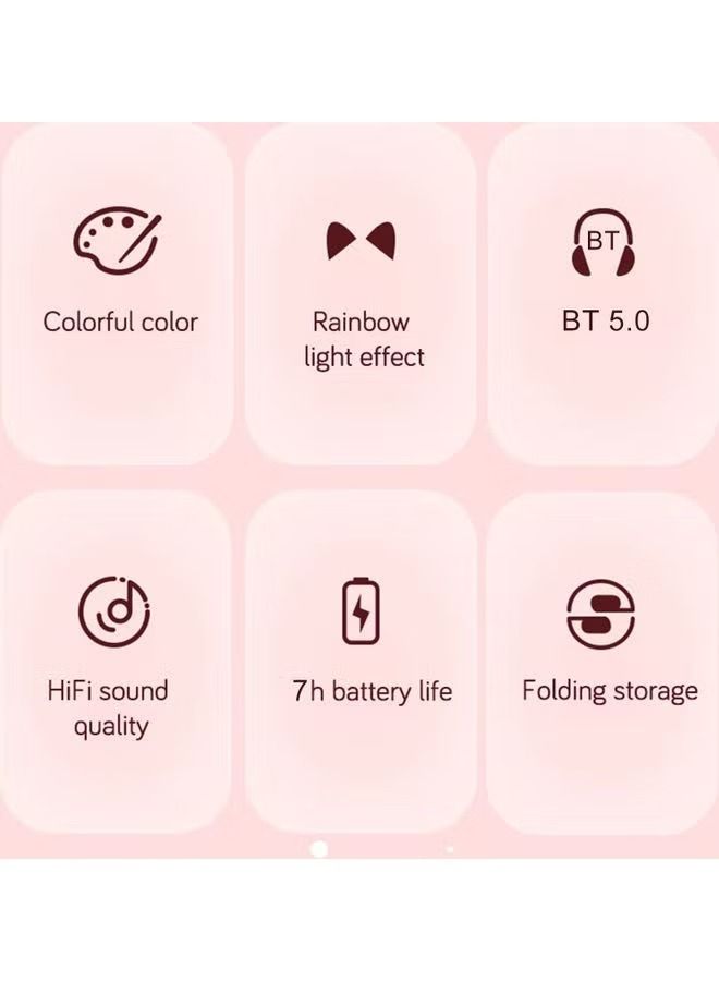 ACLIX Over Ear Music Headset Glowing Cat Ear BT 5.0 Purple - Image 2