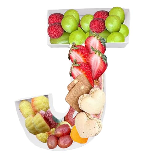 WENPACK 8" Small Fillable Cardboard Letter Shaped Paper Mache Cutouts Candy Tray Food Container(J) - Image 4