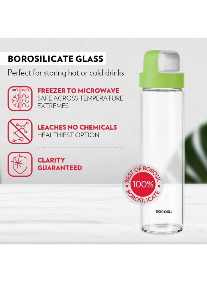 Borosil - Neo Glass Water Bottle Clear/Green 550ml - Image 5