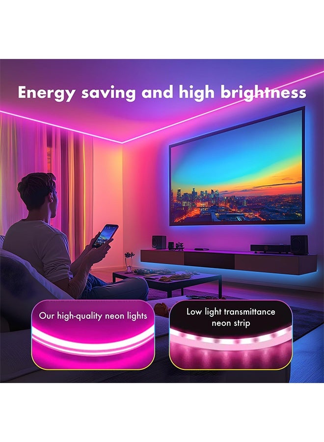 Peachjoy Neon Rope Lights, 20FT/6M RGB LED Strip Lights, App Control, IR Remote, Music Syncing, Outdoor IP67 Waterproof, Flexible Neon Strip Lights Cuttable for Bedroom, Gaming, Party, Outdoors Decor - Image 2