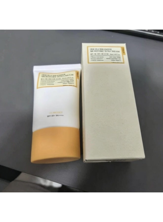 فولي واقي شمس FULLY Rice Ceramide المرطب SPF50 PA، كريم شمس كوري نباتي مرطب 50 مل، حماية يومية ضد الأشعة فوق البنفسجية غير دهنية للوجه وكل أنواع البشرة - Image 3