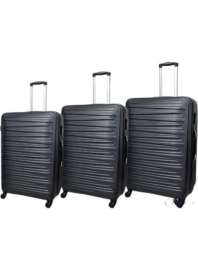 Travel Luggage Trolley Bags Set - 3 Pieces with 4 Wheels - Black - Image 1