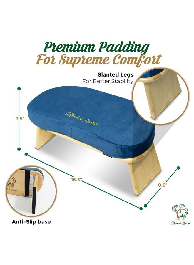 MONK & LLAMA Meditation Bench - Kneeling Bamboo Bench with Foldable Legs & Square-shaped Cushion - Kneeling Stool for Extended Practice - Image 5