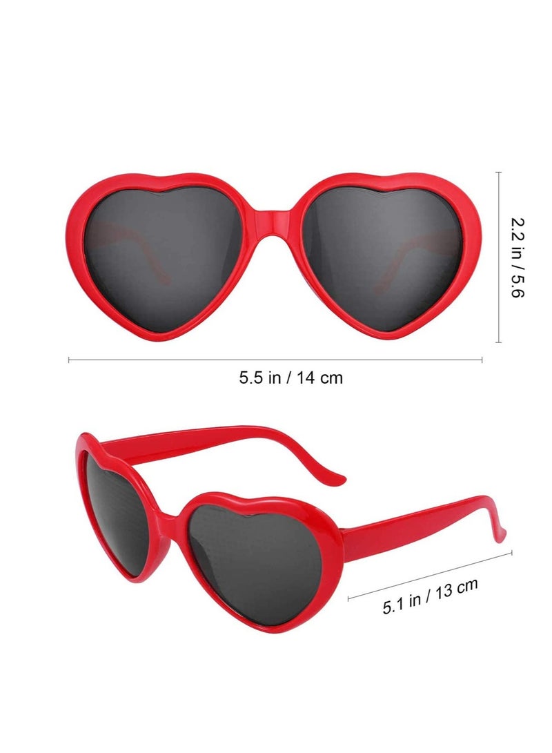SOLARAE Glasses Sun Peach Heart Special Effects Sunglasses Funny Light Diffraction Eyeglasses Heart Light Glasses Magnetic Glasses Clip-on Sunglasses Plastic Frame for Night Driving - Image 2