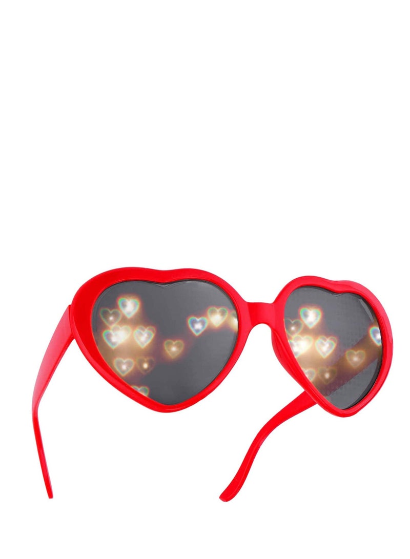 SOLARAE Glasses Sun Peach Heart Special Effects Sunglasses Funny Light Diffraction Eyeglasses Heart Light Glasses Magnetic Glasses Clip-on Sunglasses Plastic Frame for Night Driving - Image 1