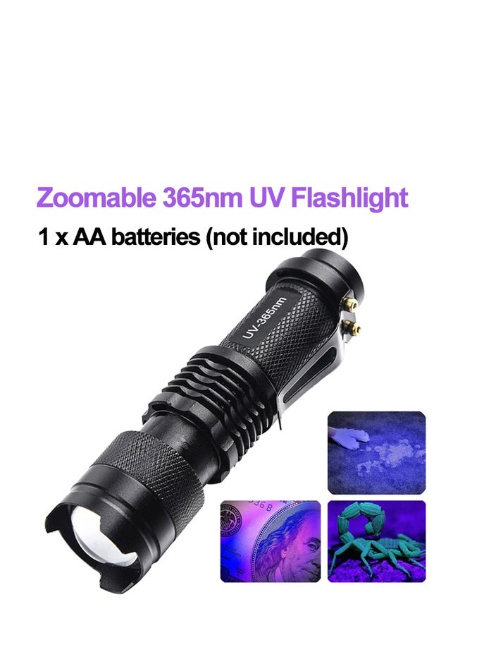 AROAQ Ultraviolet LED Flashlight, Zoomable Portable Flashlight, Multipurpose LED Flashlight Black Light Torch, High Lumens LED Camping Torch for Emergency, Power Outage  - Image 1