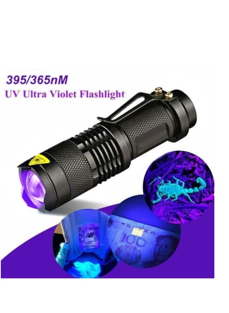 AROAQ Ultraviolet LED Flashlight, Zoomable Portable Flashlight, Multipurpose LED Flashlight Black Light Torch, High Lumens LED Camping Torch for Emergency, Power Outage  - Image 2