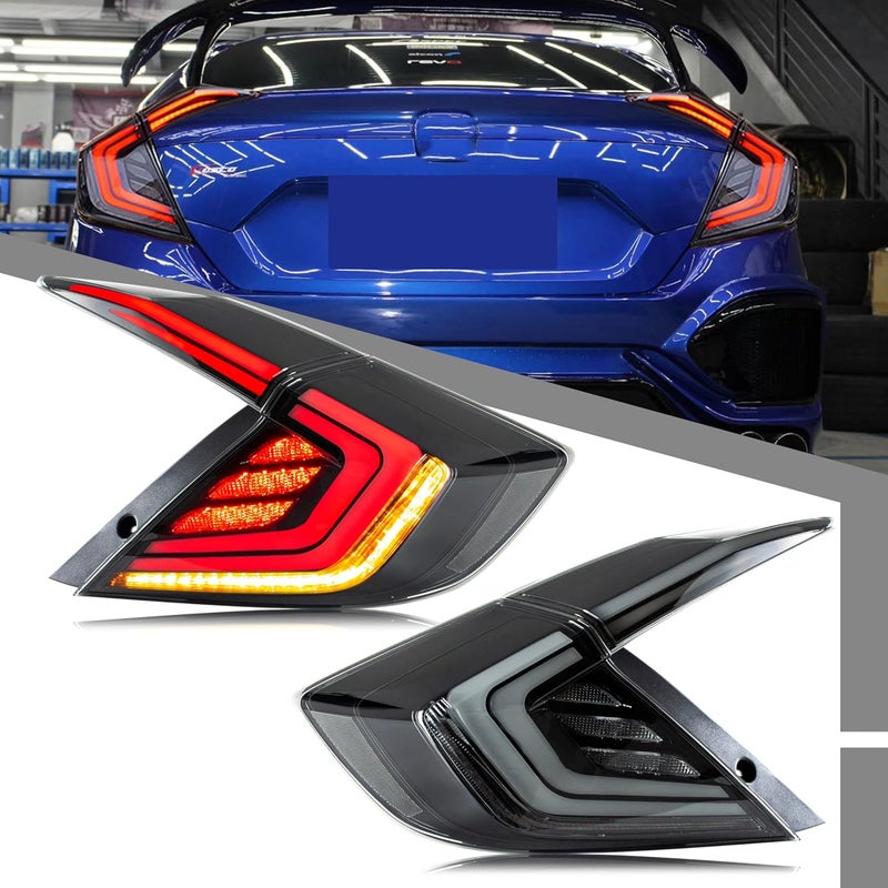 glistuning LED Tail Lights Assembly for Honda Civic 2016-2021 Sedan - Dynamic Turn Signal & Start-up Animation - Image 1