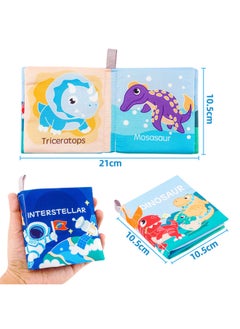 Generic Baby Cloth Book Fold Book Baby Soft Cloth Book With Ring Paper Tear-off Baby Soft Book Enlightenment Early Education Toy-Color:Yy18-5 Dinosaur Cloth Book/about 15g/12*12*2  - Image 3