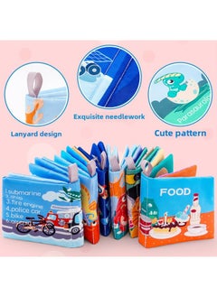 Generic Baby Cloth Book Fold Book Baby Soft Cloth Book With Ring Paper Tear-off Baby Soft Book Enlightenment Early Education Toy-Color:Yy18-5 Dinosaur Cloth Book/about 15g/12*12*2  - Image 5