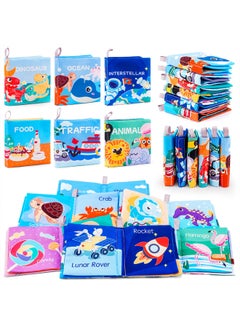 Generic Baby Cloth Book Fold Book Baby Soft Cloth Book With Ring Paper Tear-off Baby Soft Book Enlightenment Early Education Toy-Color:Yy18-5 Dinosaur Cloth Book/about 15g/12*12*2  - Image 2