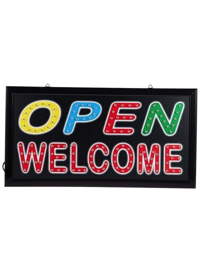 لافتة ترحيب مفتوحة بإضاءة LED - لافتة عرض تجارية مضيئة متعددة الألوان لواجهات المتاجر والمطاعم والحانات والمتاجر - لوحة إعلانية بإضاءة ساطعة - Image 2