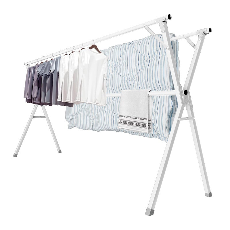 JAUREE 95 Inches Clothes Drying Rack Drying Rack Clothing Folding Indoor Outdoor Heavy Duty Stainless Steel Laundry Drying Rack Foldable Portable Clothes Rack Garment Rack with 20 Hooks White