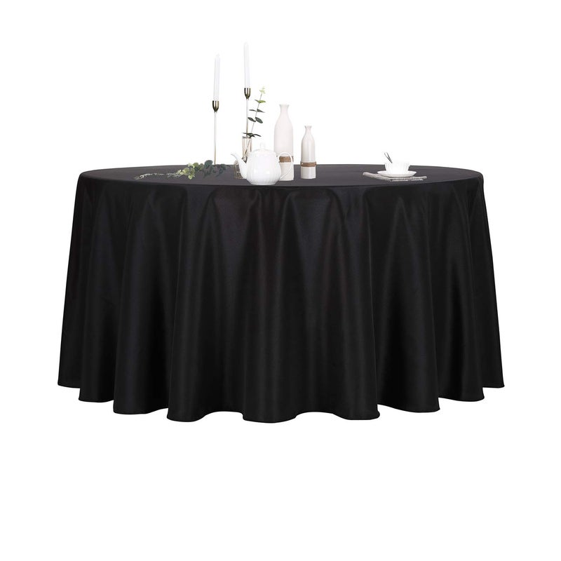 Ascoza 2pack 120 Inch Black Round Tablecloth in Polyester Fabric for WeddingBanquetRestaurantParties