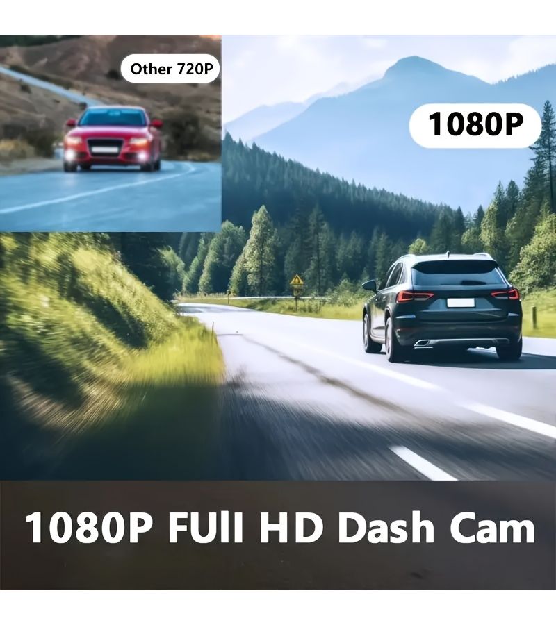 كاميرا داش كام للسيارة بعدستين للداخل 1080P أمامية خلفية داخلية مع بطاقة 64 جيجابايت تسجيل متكرر - Image 4