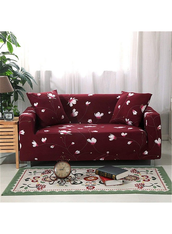 Lukzer Universal 4 Seater Sofa Cover with 2 Pillow Case 140 GSM Big Elasticity Slipcover for Couch Protector Stretchable (Maroon Flower Design/230-300cm) SC-009-04 - Image 4