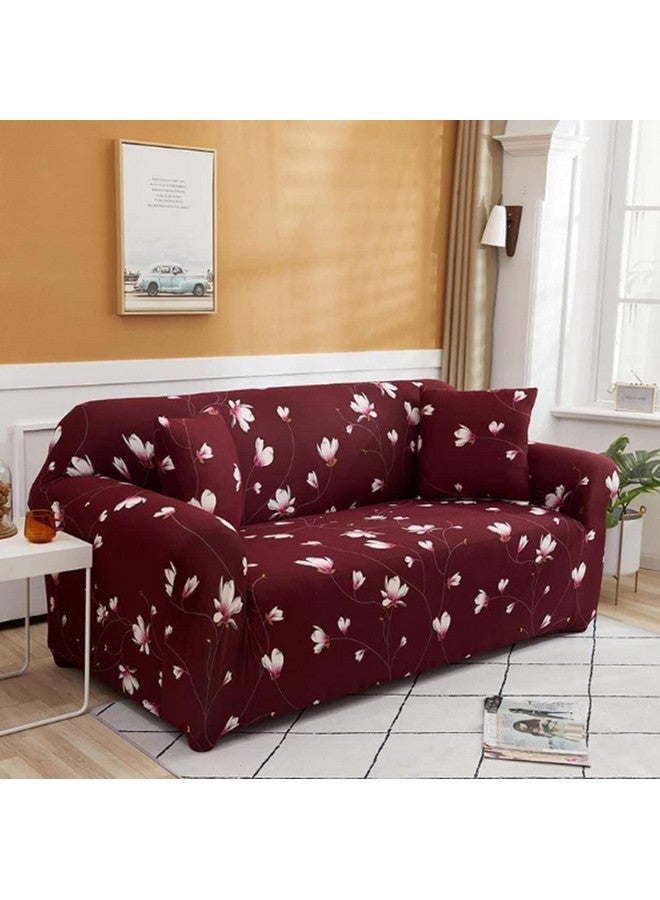 Lukzer Universal 4 Seater Sofa Cover with 2 Pillow Case 140 GSM Big Elasticity Slipcover for Couch Protector Stretchable (Maroon Flower Design/230-300cm) SC-009-04 - Image 2