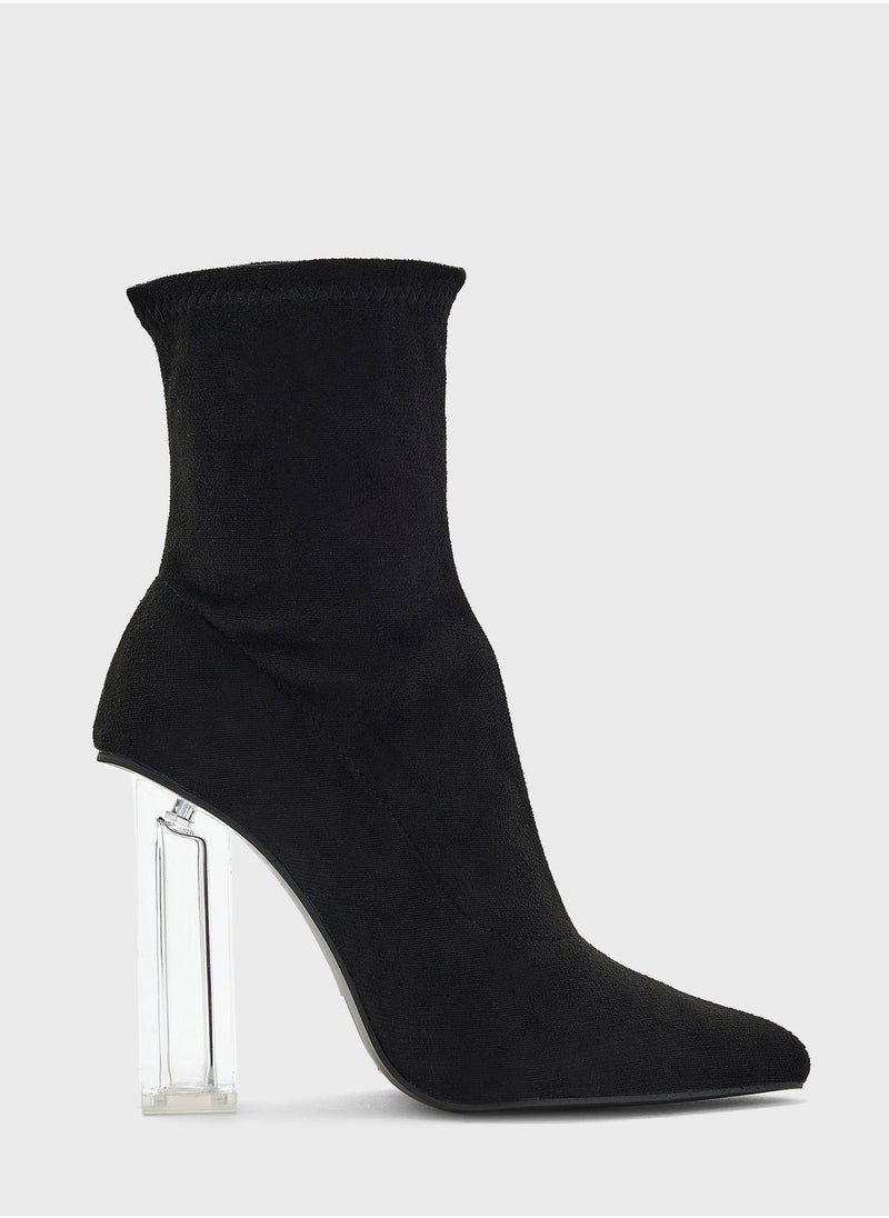 ELLA - Clear Heel Pointed Boot - Image 1