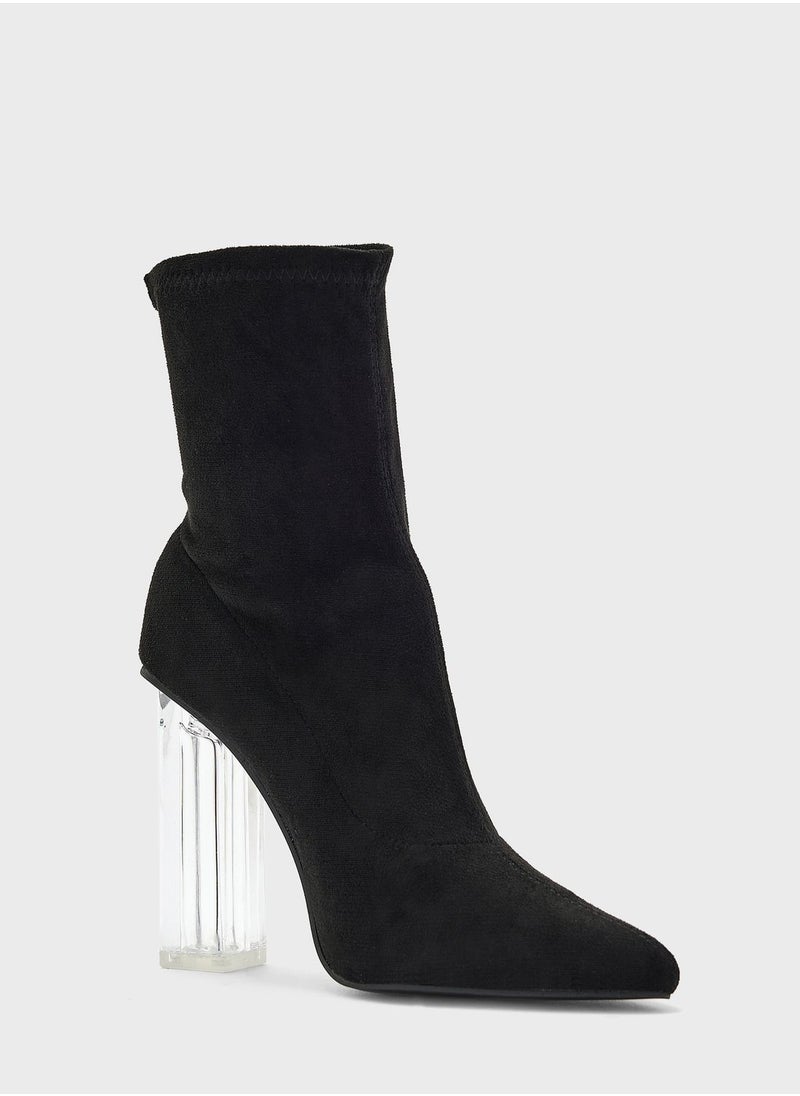 ELLA - Clear Heel Pointed Boot - Image 1