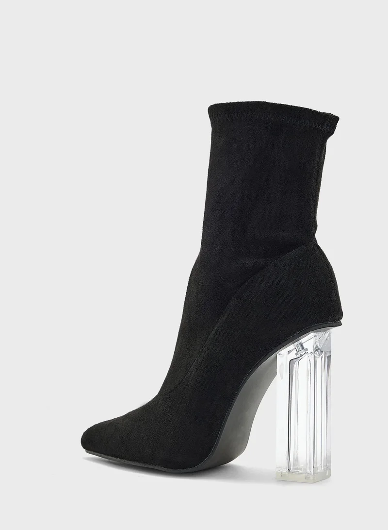 ELLA Clear Heel Pointed Boot