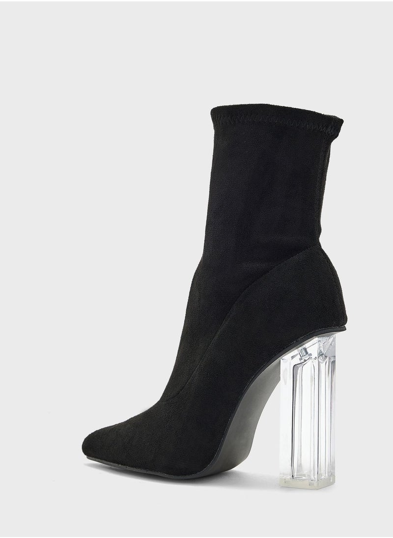 ELLA - Clear Heel Pointed Boot - Image 1