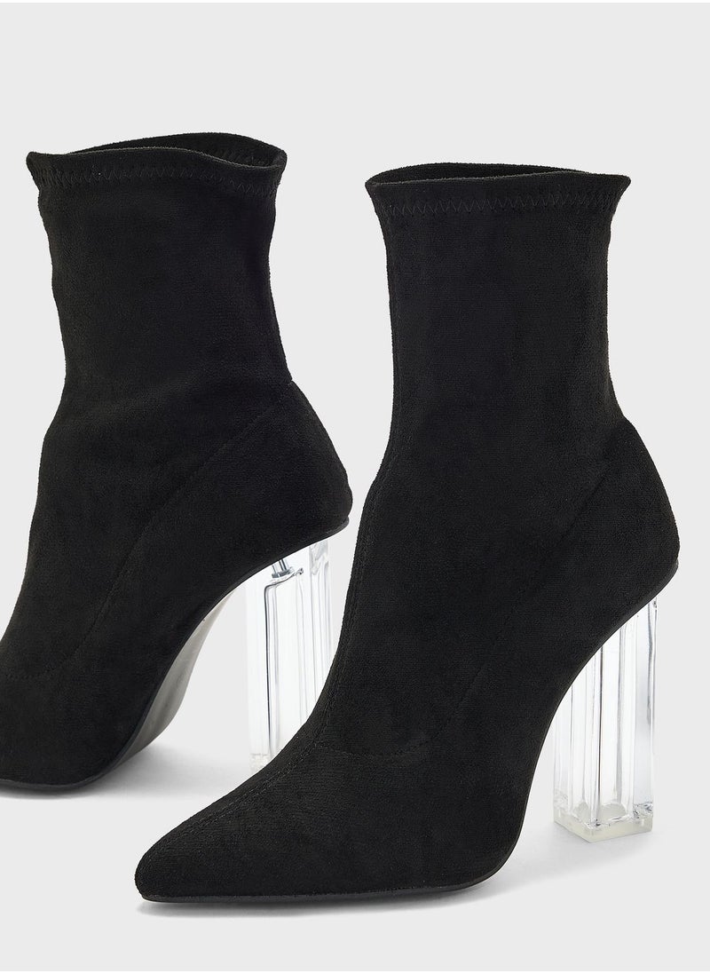 ELLA - Clear Heel Pointed Boot - Image 1