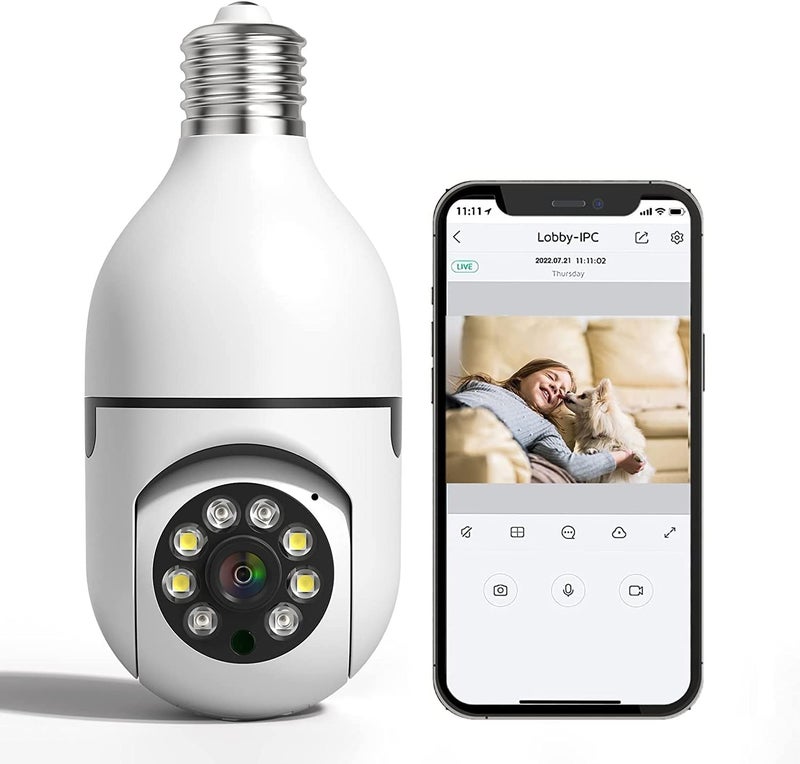 SIOVS WiFi Camera CCTV Camera 1080p Wireless PTZ Bulb V380 Pro Indoor 360 Smart Home Security Camera Light Vision 24x7 Continuous Recording with Motion Sensor LED Lights Auto Tracking  - Image 1