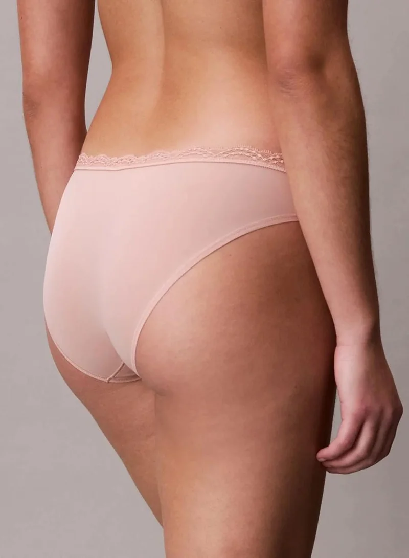 Calvin Klein Mahogany Rose Bikini Briefs - Microfibre Stretch With Lace for Women | Best Price UAE