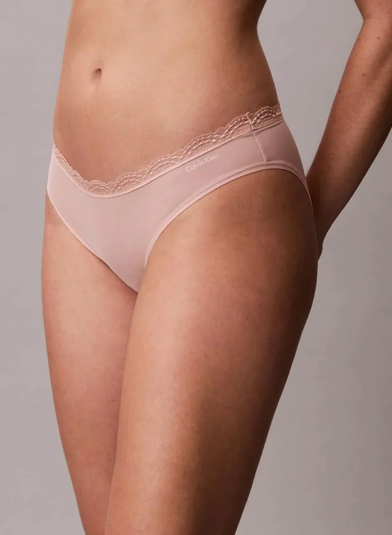 Calvin Klein Mahogany Rose Bikini Briefs - Microfibre Stretch With Lace for Women | Best Price UAE