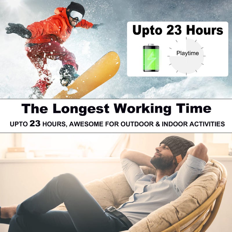 FULLLIGHT TECH قبعة بلوتوث، سماعات رأس بلوتوث لاسلكية هدايا تقنية فريدة لعيد الميلاد للرجال والنساء والمراهقين الأولاد والبنات هدايا صغيرة سوداء - Image 3